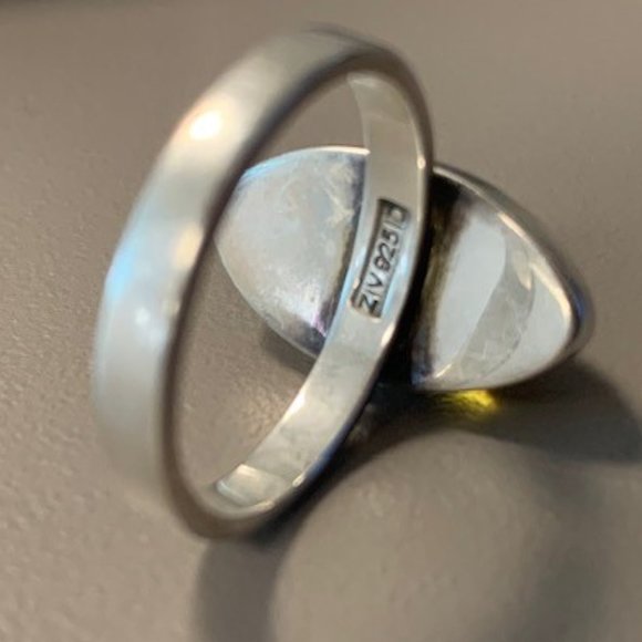 925 Sterling Silver Natural Marquise Shaped Baltic Amber Ring, with Inclusion, 7 - Picture 3 of 5